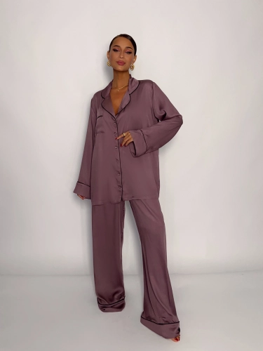 Пижама женская из шелка и вискозы Пыльная роза