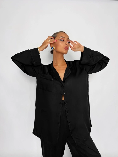 Пижама женская из шелка и вискозы Черная