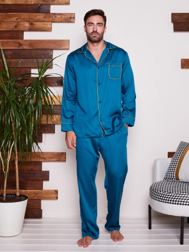 Пижама мужская из тенселя с брюками и рубашкой Зевс