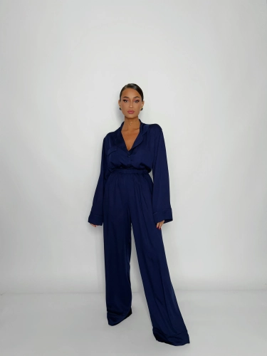 Пижама женская из шелка и вискозы Синяя