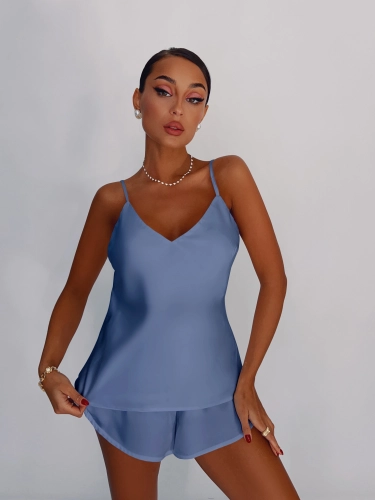 Женская пижама с топом и шортами из тенселя Хлоя